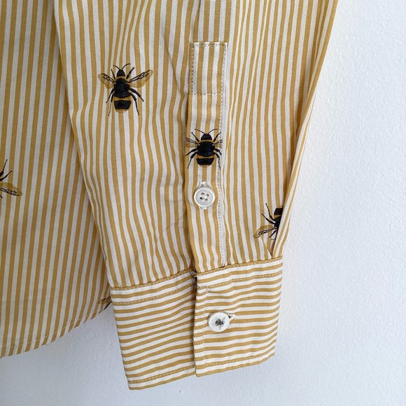 Joules shirt 8 cotton classic fit long sleeved bee print blouse yellow striped - Picture 9 of 12